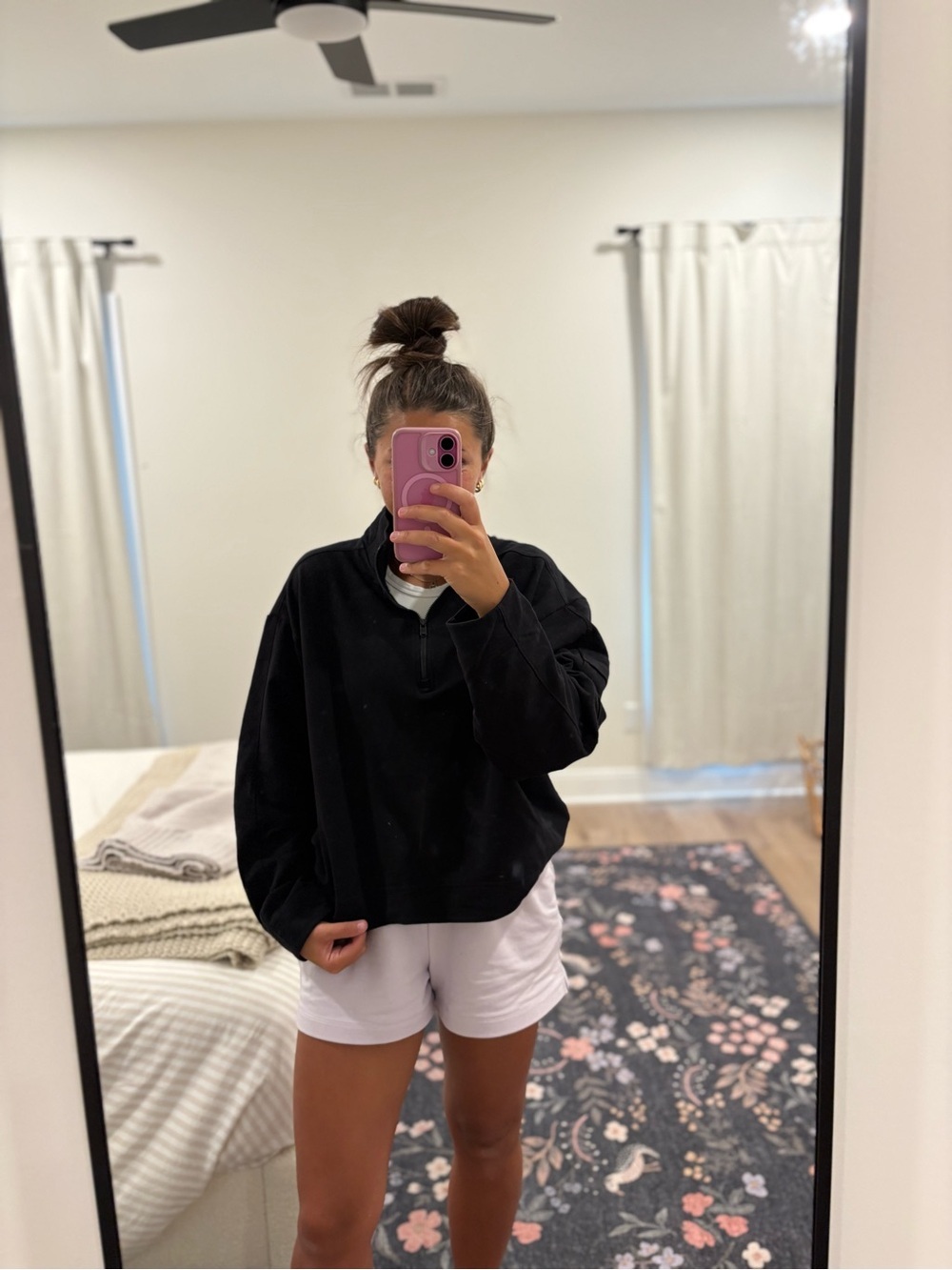 Athleta Black Half-Zip Pullover Hoodie